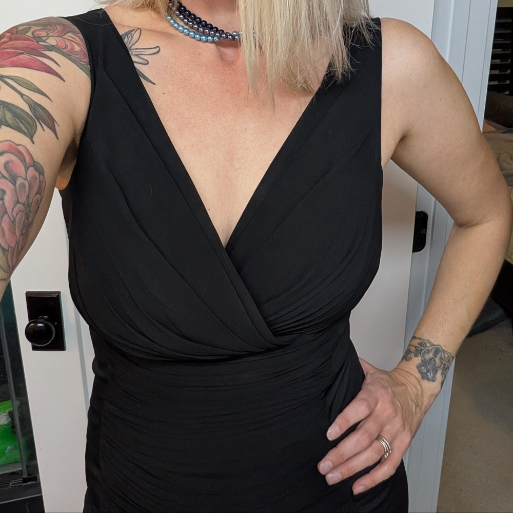 White House Black Market Rouched black dress